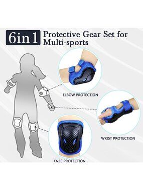 CRZKO Kids Blue Protective Gear Set - Knee Pads Elbow Pads and Wrist Guard NEW